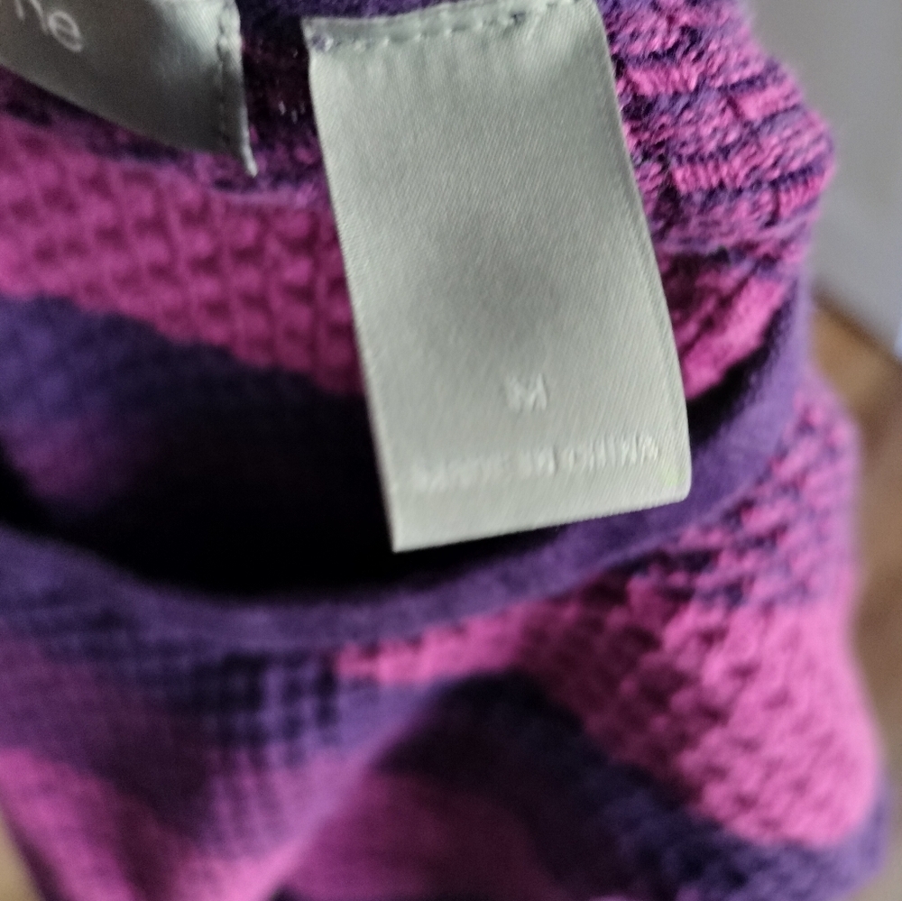 Vintage Liz Claiborne Purple and Pink Striped Sweater Cotton Blend - Picture 5 of 5